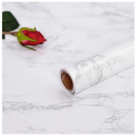 Hode Marble Vinyl Wrap 44cmx200cm, White Granite Sticky Back Plastic Roll, Marble Self Adhesive Wallpaper for Kitchen Countertop Worktop Vinyl Covering