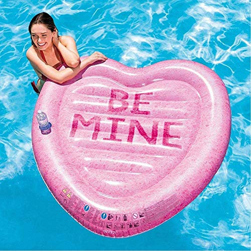 OISE ART STORE Trade Shop - Materassino Isola Gonfiabile Stampa Cuore PVC Mare Piscina 145 X 142 Cm Rosa