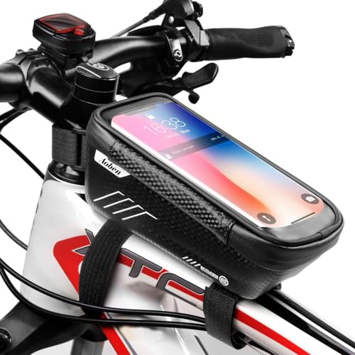 WILD MAN Brands Fahrradtasche Handyhalterung | Fahrradzubehör für Erwachsene Fahrräder Radfahren Wasserdicht Fahrradzubehör Vorderrahmen Oberrohr Lenkertasche für iPhone/Android Handys unter 16,5 cm