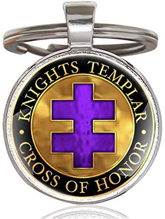 Patch Nation Tempelritter St George & Drachenkrone & Kreuz In Hoc Signo Vinces Freimaurer Kreuzritter Metall Pin Runder Keychain Schlüsselring (11)