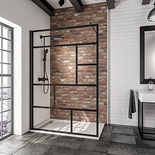 Schulte paroi douche italienne 140x200 noir barre 122 cm réversible, 6 mm