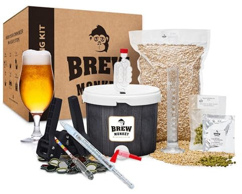 Brew Monkey® Kit de Elaboración de Cerveza Rubia | Kit Completo de 5 Litros | 6.4% Vol. | Kit Para Hacer Cerveza | Kit Cerveza Artesanal | Regalos Originales para Hombre | Regalo Navidad Hombre