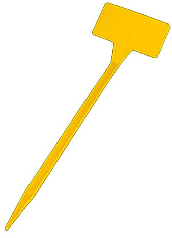 Xidmold 20 Stück Gebogen-Kopf T-Form Plastik Pflanzenschilder, Pflanzenstecker zum Beschriften, Stecketiketten Kunststoff Pflanzenstecker Beschriften Gartenschilder wetterfest (Gelb, Klein)
