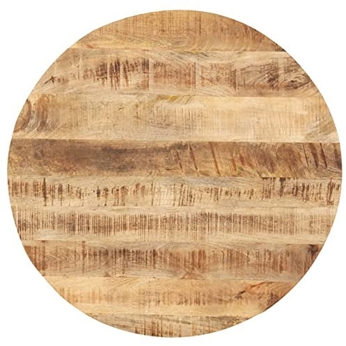 Tidyard Tischplatte Massivholzplatte Holzplatte Ersatztischplatte Holz Platte für Esstisch Esszimmertisch Rund Mangoholz Massiv 25-27 mm 50 cm
