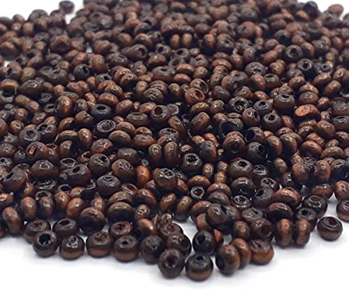Perlin Holzperlen 3,5x2 mm Ring, Rondell, Dunkel Braun, Mini Spacer Holz Perlen mit Loch zum fädeln für DIY Schmuck Herstellung Armband Wooden Beads 2700 Stk