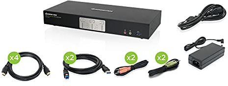 IOGEAR 2-Port 4K Dual View KVMP Switch with HDMI Connection, USB 3.0 Hub and Audio (TAA) GCS1942H