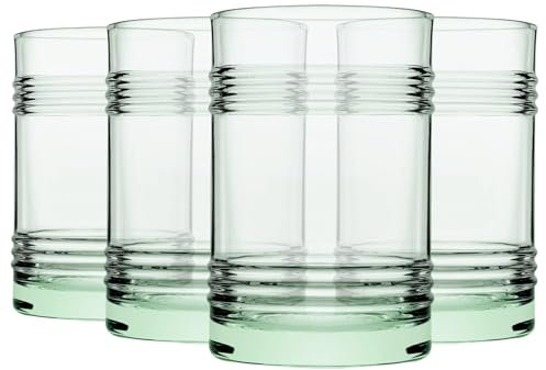 Pasabahce Aware Tincan Recycled Highball Glasses - 490ml - Green - Pack of 4 - Water Glasses Dishwasher Safe Drinking Glass Cups for Drinking Water, Juice