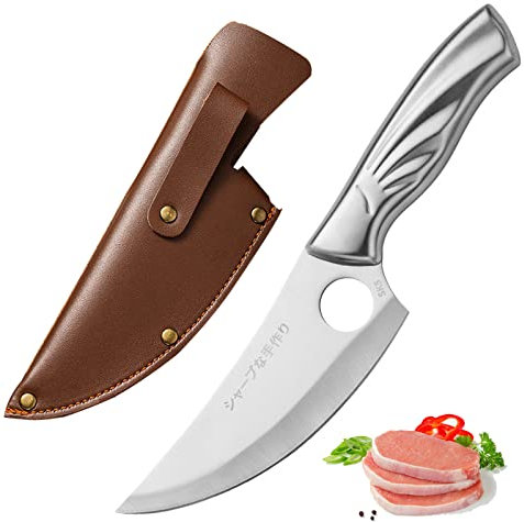 Fubinaty Couteau de chef Couteaux de cuisine japonais en acier inoxydable SK5 à haute teneur en carbone avec étui et manche ergonomique Couteau de cuisine pour la maison et l'extérieur