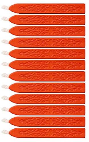 QOKLIYUI 12 Stück Siegelwachs mit Pfeilmuster, einfach zu verwenden und zu reinigen, mit Vintage Glanz, Orange Rot