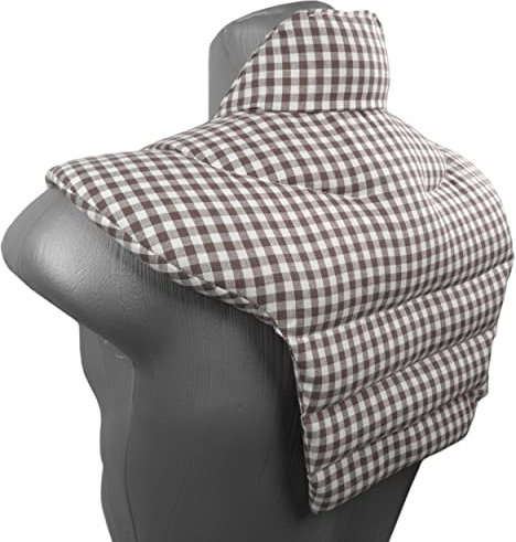 Nackenhörnchen HWS - Nacken + Schultern + Rücken - braun-weiß - Johanniskernkissen - Nackenkissen Wärmekissen - Nacken-Wärmekissen für Mikrowelle und Backofen