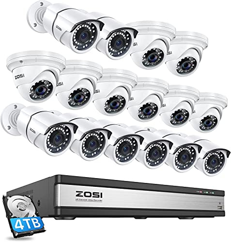 ZOSI 16CH 4K PoE CCTV Camera System,16pcs 5MP Outdoor Indoor PoE IP Cameras