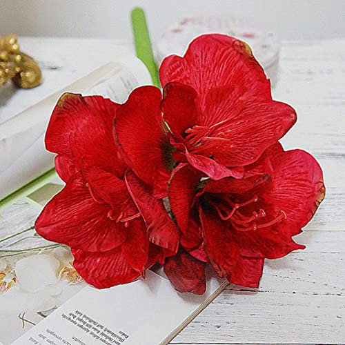 Equirider Künstliche Amaryllis-Blumenzweige für den Heimtisch, Hochzeitsdekoration, gefälschte Seidenblumen