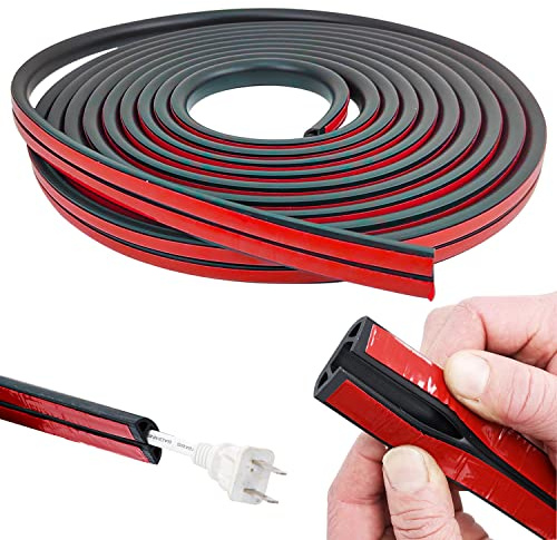 Kabelkanal Selbstklebend 6m LäNge, Halbrunde Boden KabelbrüCke, Kabelschacht, Kabelkanal Fußboden aus PVC, Bodenkabelschutz, KabelkanäLe für alle Netzkabel in Haushalt Kaliber 8 mm Schwarz