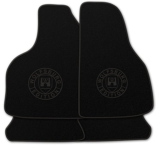 AUTOTEPPICH-Stylers NF100 Schwarze Fußmatten passend für VW Golf 3 1991-1996 mit Logo Wolfsburg Edition WOB und Rand in anthrazt