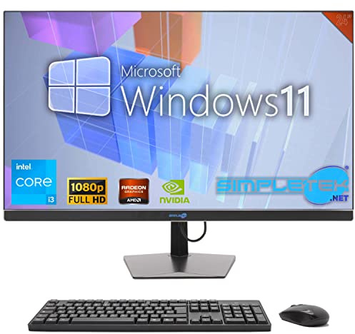 SIMPLETEK - PC All in One 24 FHD 60Hz Core i3 Windows 11 | 8GB RAM SSD 240GB | Casa, Lavoro