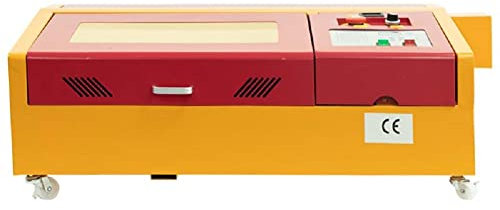 Laser Graviermaschine 50W Laser Cutter Graviermaschine Lasergravur Maschine Laser Engraver CO2 mit USB-Anschluss Gravurbereich 300x200mm 220V Europlug Holz/Papier/Kunststoff/Leder (Rot/Gelb)
