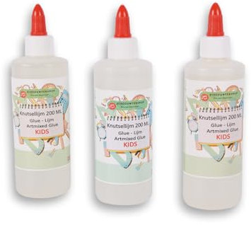 Bastelkleber Kinder - 3er Pack Bastelkleber - 200 ml pro Flasche - Schulkleber Kinder - Transparent & Schnell trocknend Hobbykleber