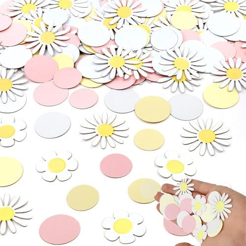 100 Stück Gänseblümchen Deko,Tischdeko Frühling Daisy,Gänseblümchen Geburtstag Konfetti,Mädchen Blumen Party,Baby Dekoration Confetti,für Decorate Party Diy Balloons Greeting Cards Cakes Gift Boxes