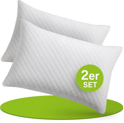 Juskys Kissen 40x60 cm für Bett - 2er Set Kopfkissen mit Memory-Foam Füllung - Kissenfüllung atmungsaktiv - Bezug waschbar - Bettkissen Weiß