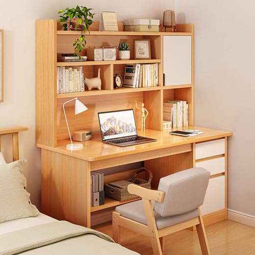 HaoJieHan Escritorio para Computadora con Cajones, Mesa Compacta para Computadora, con Estantes De Almacenamiento/Cajón/Estante para Aparador, Mesa De Estudio para Computadora Portátil B,164x100x45cm