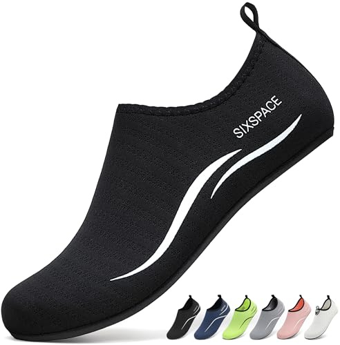 Sixspace Unisex Badeschuhe Wasserschuhe mit Rutschfester Sohle, Gr.34-47 | Schnelltrocknende Schwimmschuhe Strandschuhe Aquaschuhe für Damen und Herren, Ideal für Strand, Pool, Fluss,Surfen und Yoga