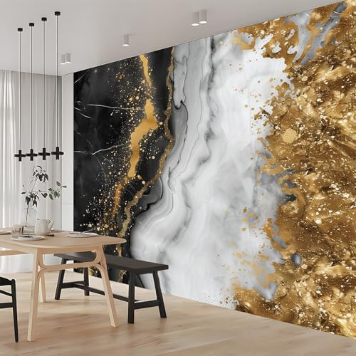 Générique Papier Peint 3D Modèle D'Or En Marbre 350x256 cm Panoramique Peinture Murale Interieur pour Salon Chambre à Coucher D'Enfant Maison Décoration Murale
