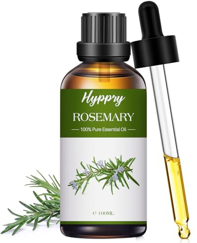 Hyppry 100ml Rosemary Essential Oils, Natural Rosemary Oil for Diffuser for Home, Aromatherapy, Relaxation, Hair Care, Perfume Making, DIY Candle