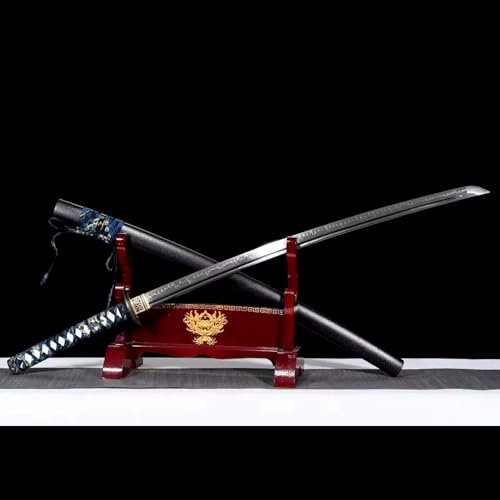 KWXPW Japanisches Samurai-Schwert,Klinge aus T10-Stahl,Scheide aus Massivholz mit Sprühfarbe,Echte Katana-Schwerter nur für Erwachsene
