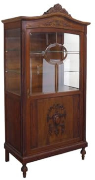 Generisch Vitrine Vitrinenschrank Bücherschrank antik um 1920 Nussbaum B: 130 cm -11393-