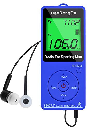 Portable Digital Radio with Built-in Pedometer, Am-FM Bag, Sports Radio, Digital Tuning, Stereo, Mini Receiver with USB Rechargeable and Headphones for Running, Walking, Running