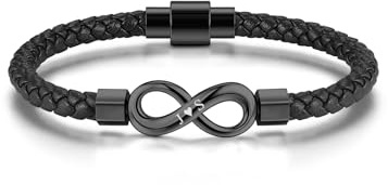 Zysta Lederarmband Personalisiert Herren Damen Unendlichkeitszeichen Armband mit Gravur Infinity Wickelarmband MIT Magnetverschluss - Geschenk für Männer Frauen