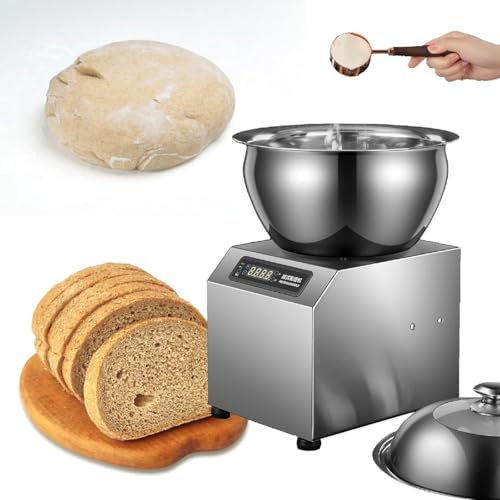 1800W Impastatrice Commerciale, 5/8KG(11/18LBS) Impastatrice Elettrica Stand Impastatrice per Pane, Riscaldamento a Temperatura Costante, Doppia Rotazione, per Pizzeria e Panificio,5KG