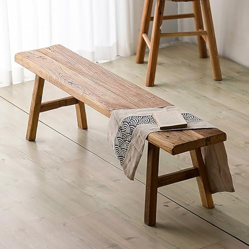 Rustikale Holz-Essbank, Sitzbank, 100/120/140/160 cm Länge, Vintage-Stil, Eingangsbank, Innen- und Außenbereich, Kirchenbänken-Design, Bettbank