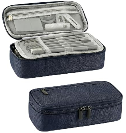 CNMTCCO Federmäppchen 5 Fächer, großer Vorrat federmäppchen große Größe mäppchen teenagerfeder mäppchen Unisex (Blue)