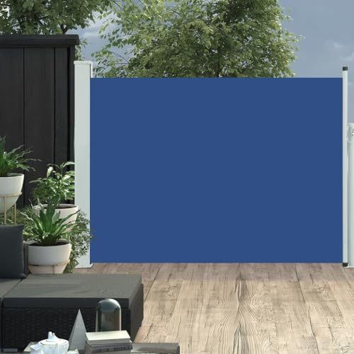 Retractable Side Awning, Outdoor Privacy Screen Patio Retractable Side Awning 100x500 cm Blue