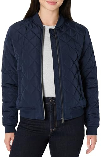 Amazon Essentials Women's Regular-Fit Quilted Jacket, Navy, L