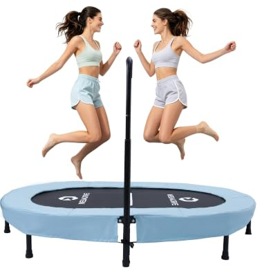 Welmotive Ovales Indoor Trampolin für 2 Personen geräuscharm belastbar bis 150kg Ideal für Kinder & Erwachsene Fitness Muskelaufbau Gewichtskontrolle Sicher mit 40 Federn Geschenkidee