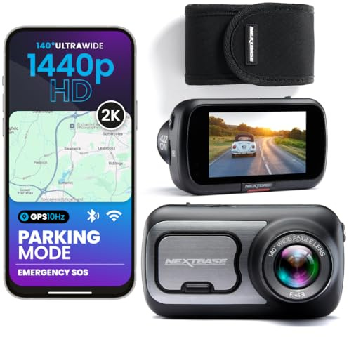 Nextbase 422GW Dash Cam Front - 1440p 2K Car Camera Dashcam - WiFi, GPS, Bluetooth, Night Vision, Voice Control, Parking Mode, Emergency SOS, G-Sensor, 2.5 IPS Touch Screen + Includes Protective Case