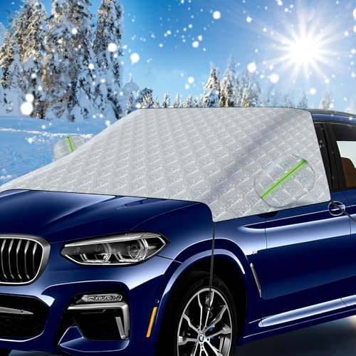 Protection Pare Brise Hiver Mise à Niveau 2025 Couverture Pare Brise Voiture Universelle Imperméable, Antigel, Antineige, Protection Solaire, Pare-poussière, 248 * 148CM
