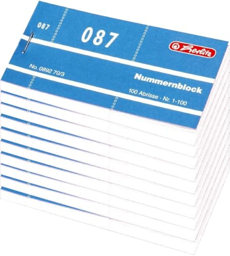 Herlitz Nummernblöcke 1-1000/892703 105x50 mm sortiert Inh.1x10Stück (Weiß)