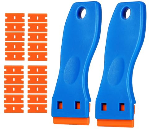 Schaber Mini Kunststoff Ceranfeldschaber mit 10 Kunststoffklingen, Küchenschaber Set Ceranfeld Kratzer Klebereste Entferner Schaber Herdschaber, für Kochfeld Backofen Glaskeramik (22PCS)