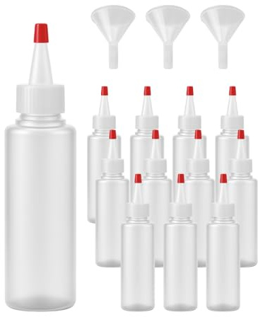 XdealCozyxc 12 Pcs 100ml Squeezy Bottles with Nozzles and Funnels, Reusable Small Plastic Sauce Condiment Squeezy Bottles