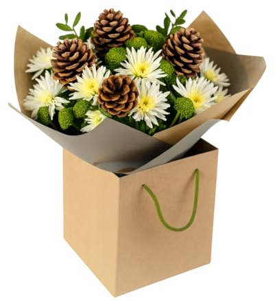 Daily Flowers Snowy Pines Winter Bouquet with White Chrysanthemums, Fresh Cut Greenery in Gift Box, Seasonal Floral Arrangement
