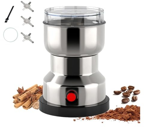 Macinacaffè elettrico e macinaspezie, con lame in acciaio inossidabile 304, for spezie, semi, chicchi di riso, condimenti, for polvere fine - 250W ad alta velocità, capacità 7OZ