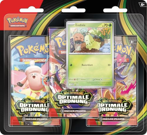 Pokémon-Sammelkartenspiel: 3er-Pack Mega-Entwicklung – Optimale Ordnung: (1 holografische Promokarte & 3 Boosterpacks)