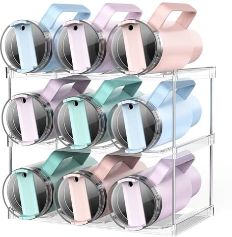 YALiya Portabottiglie da Frigo, Porta Bottiglie Frigorifero, Organizer Impilabile per Bottiglie d'acqua, per Riporre Thermos, Borracce Sportive, Biberon e Oggetti Simili in Cucina e in Soggiorno