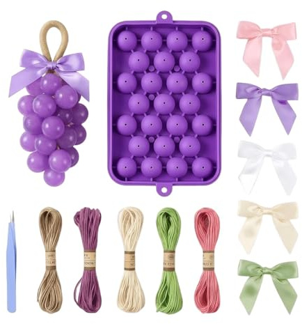 Molde De Jabón De Uva - Kit Para Hacer Jabones Artesanales, Con Cuerda De Cáñamo Y Lazos De Colores, Molde Artesanal Para Jabón De Silicona Alimentaria Fácil De Desmoldar, Apto Principiantes