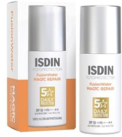 ISDIN Fotoprotector Fusion Water Magic Repair SPF50+, Protettore solare viso in fase acquosa, tripla azione anti-fotoinvecchiamento, 50ml