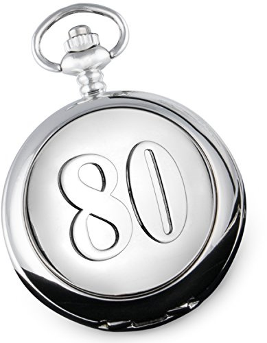 De Walden - Reloj de bolsillo para regalar a hombres en su 80 cumpleaños, con caja de regalo forrada de satén en la parte delantera