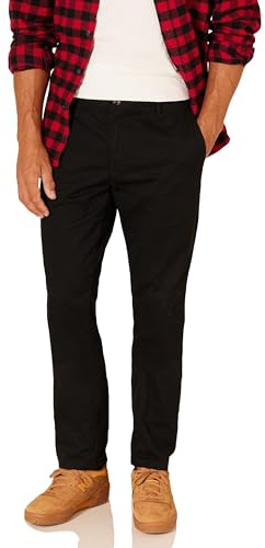 Amazon Essentials Herr Slim-Fit Skrynkelbeständig platt framsida Chino-byxa, svart, 36 B x 32 L